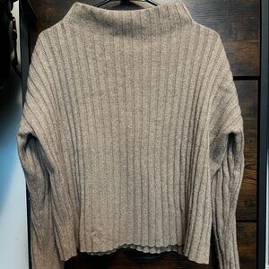 Eileen Fisher Ribbed Cowl Neck Sweater in Beige Size S/P